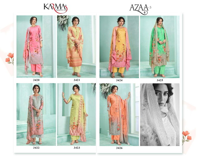 Karma Azaa 5 Printed Designer Jam Cotton Casual Wear Dress Material Collection